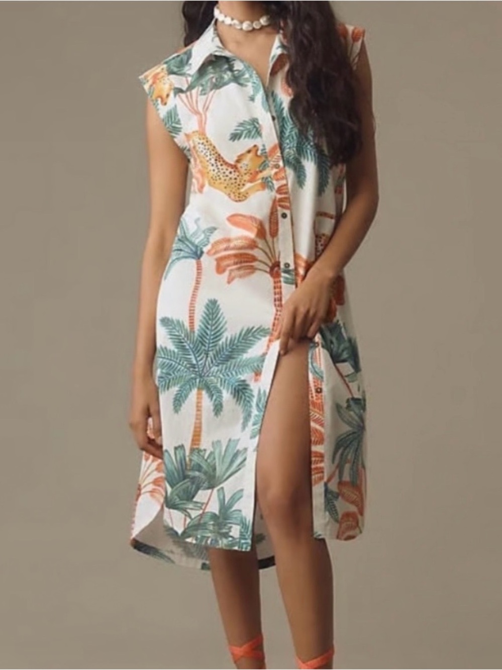 Anthropologie x Maeve The Lillian Cap-Sleeve Button-Front Midi Dress XS/S
